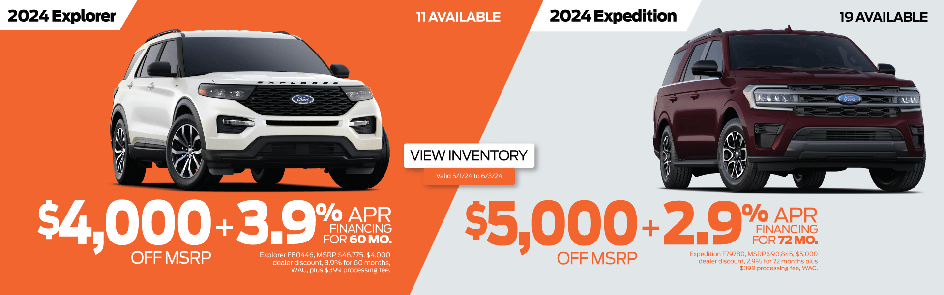 Discount and Financing on New Ford Explorer and Expedition