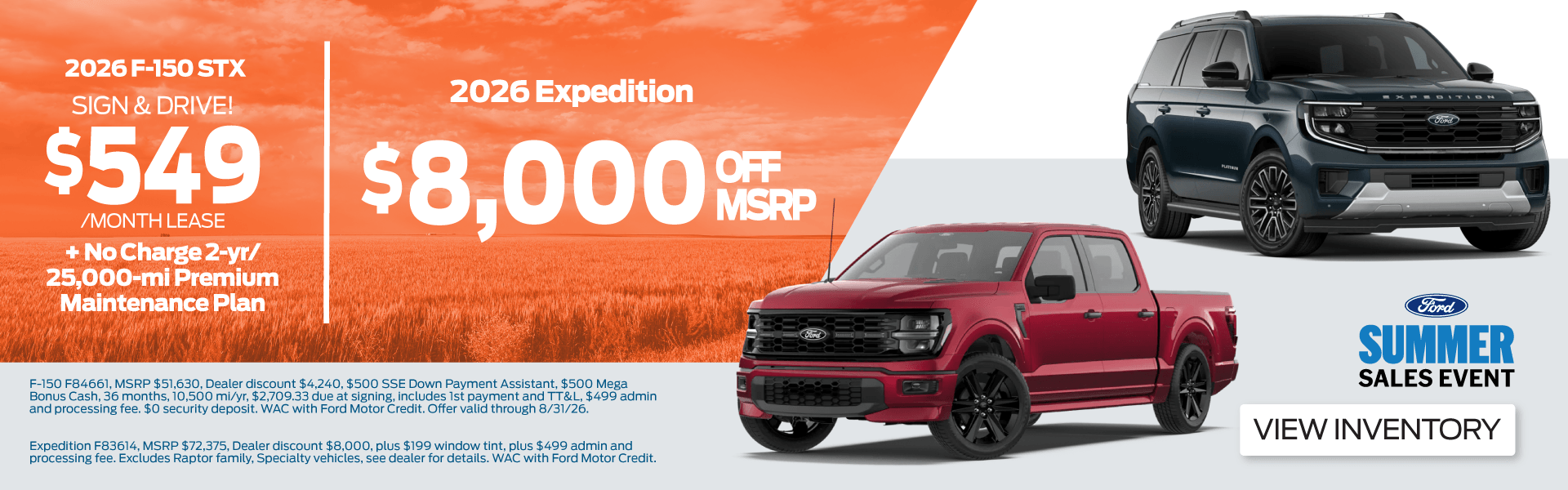 Lease a 2026 F-150 STX or Get Discount on 2026 Expedition
