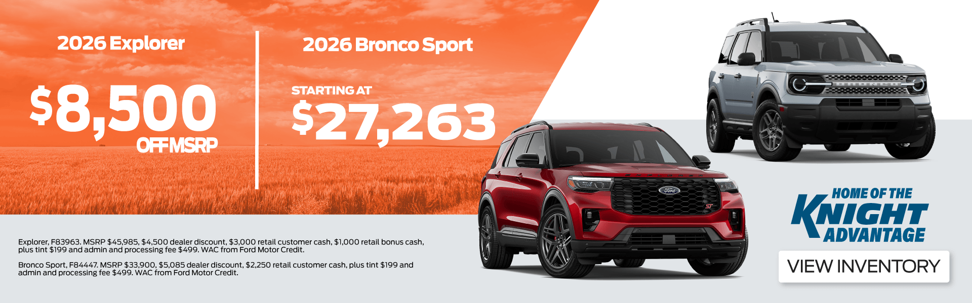Shop 2026 Explorer and Bronco Sport