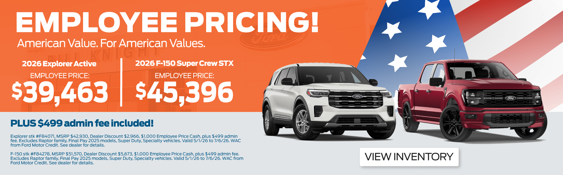 Employee Pricing Available on Select Ford Models