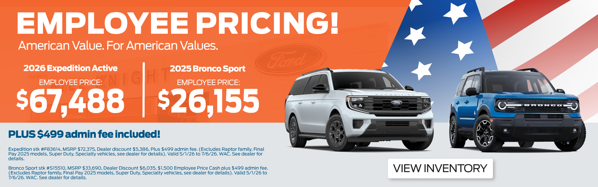 Employee Pricing Available on Select Ford Models