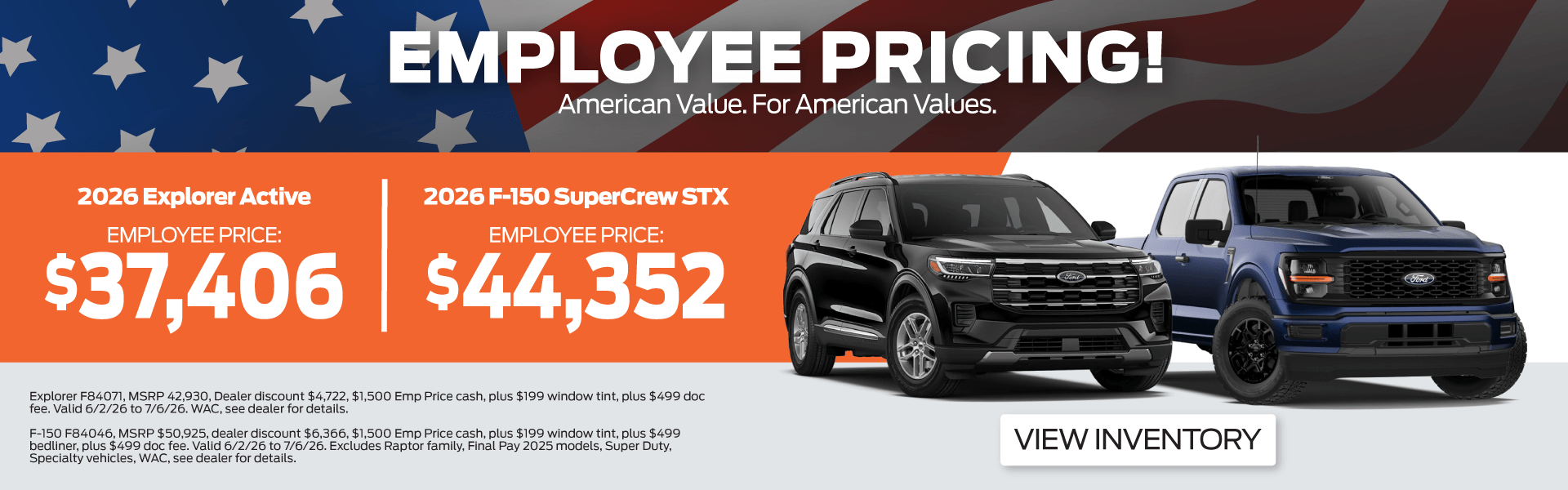 Employee Pricing Available on Select Ford Models