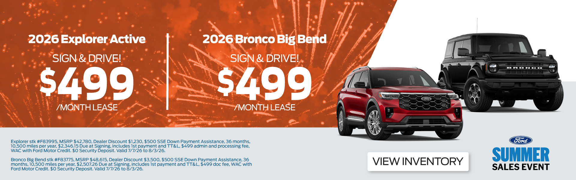 Lease a new Explorer Active or Bronco Big Bend