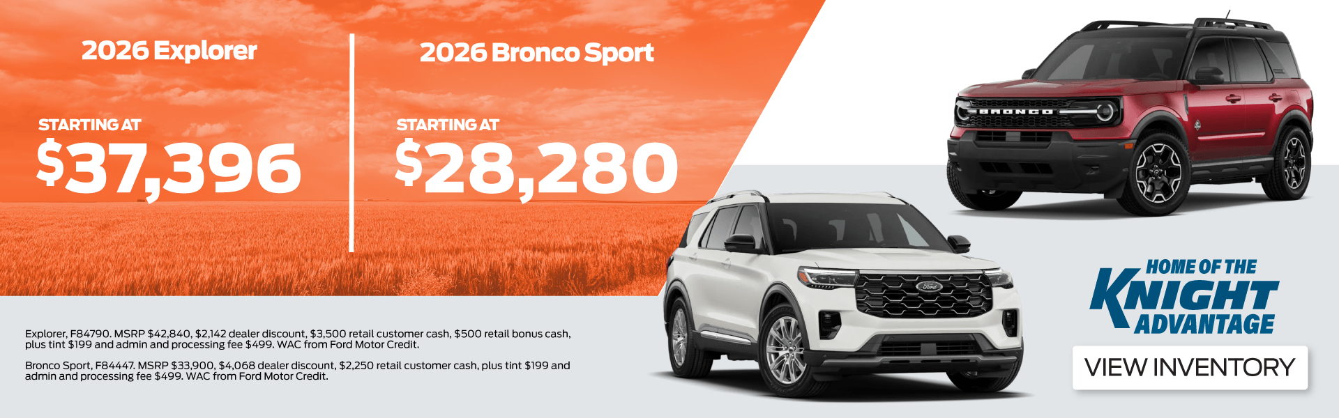 Shop Explorer and Bronco Sport